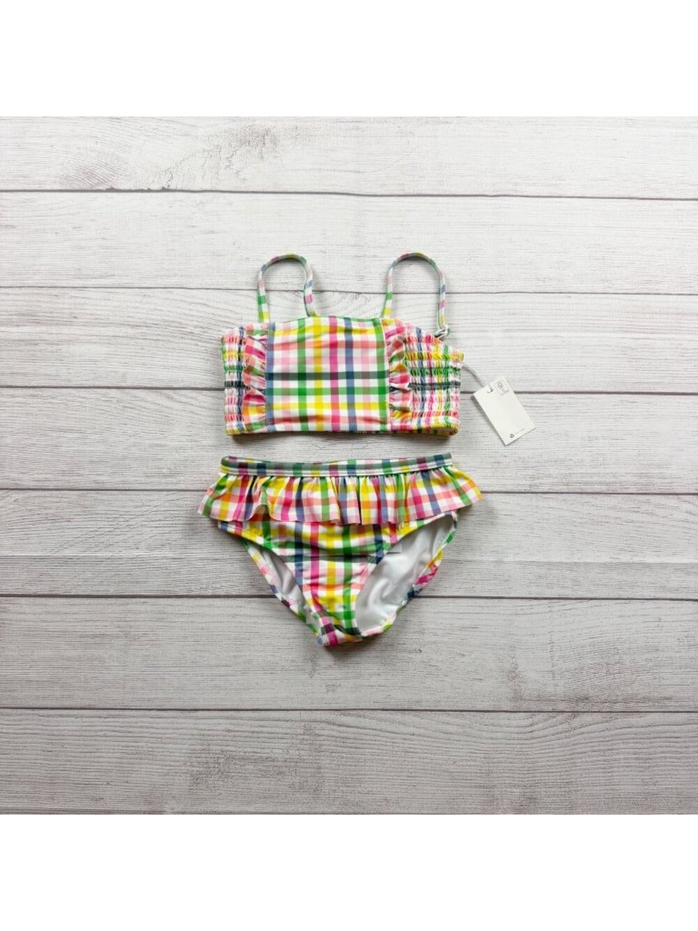 Mini Boden Girls Multicolor Plaid Two Piece Swimsuit 128cm NWT 7-8